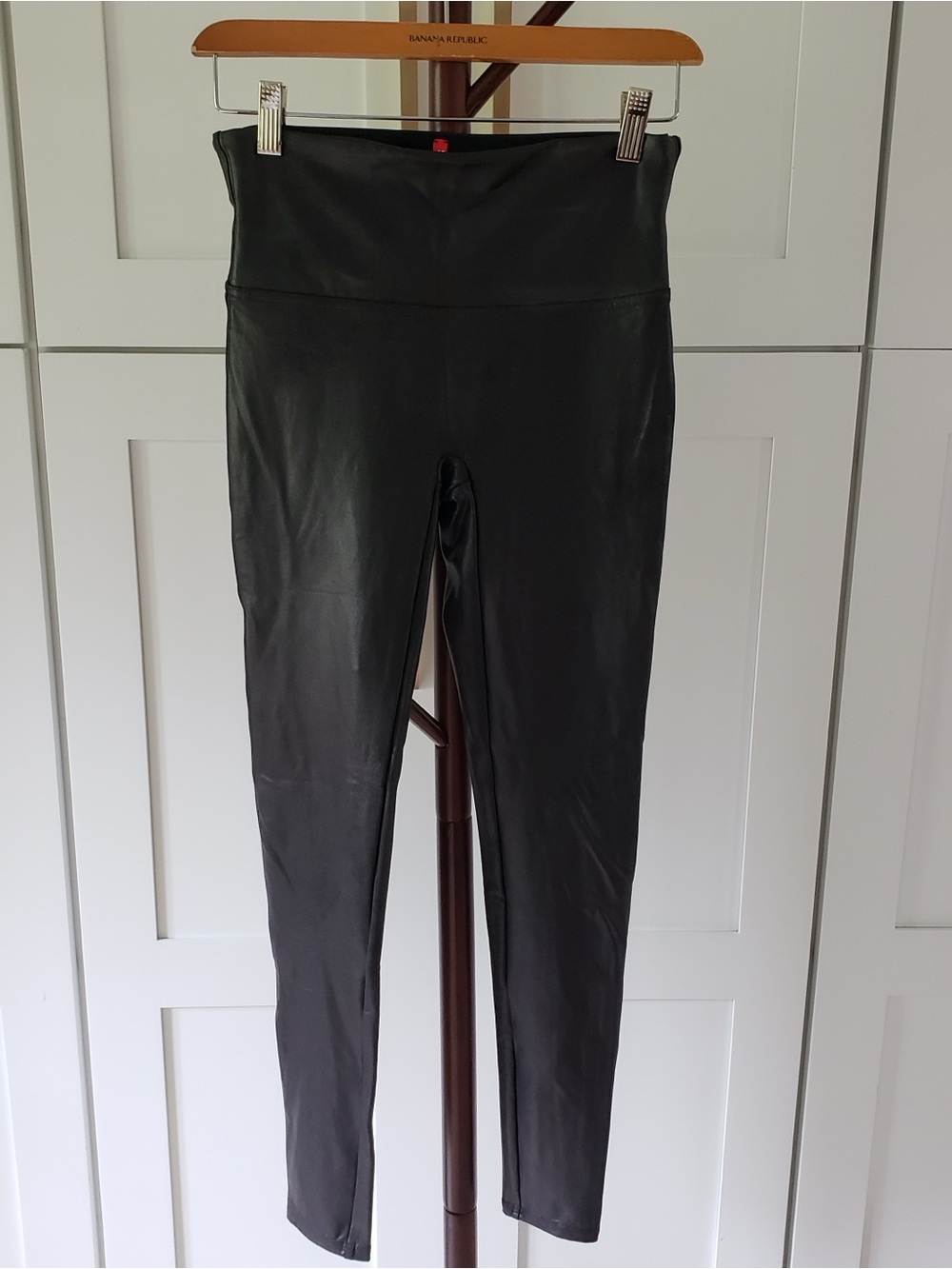SPANX Black‎ Faux Leather High-Rise Leggings